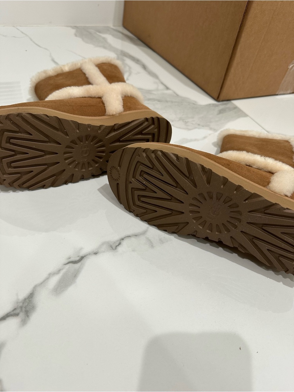 UGG Chestnut & Cream Shearling slip on